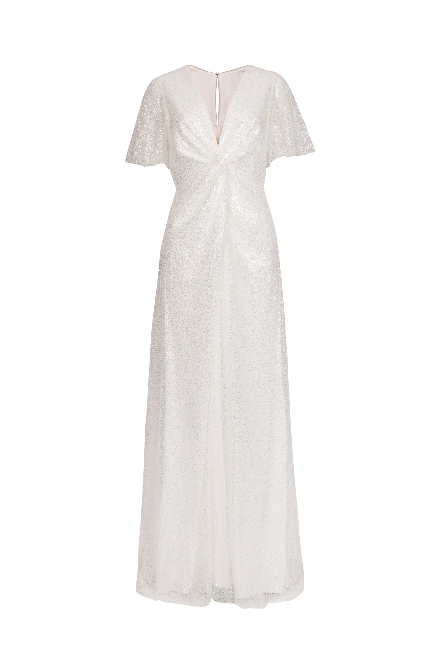 TH&TH Camilla Crystal Beaded Ivory Wedding Dress With Angel Sleeves