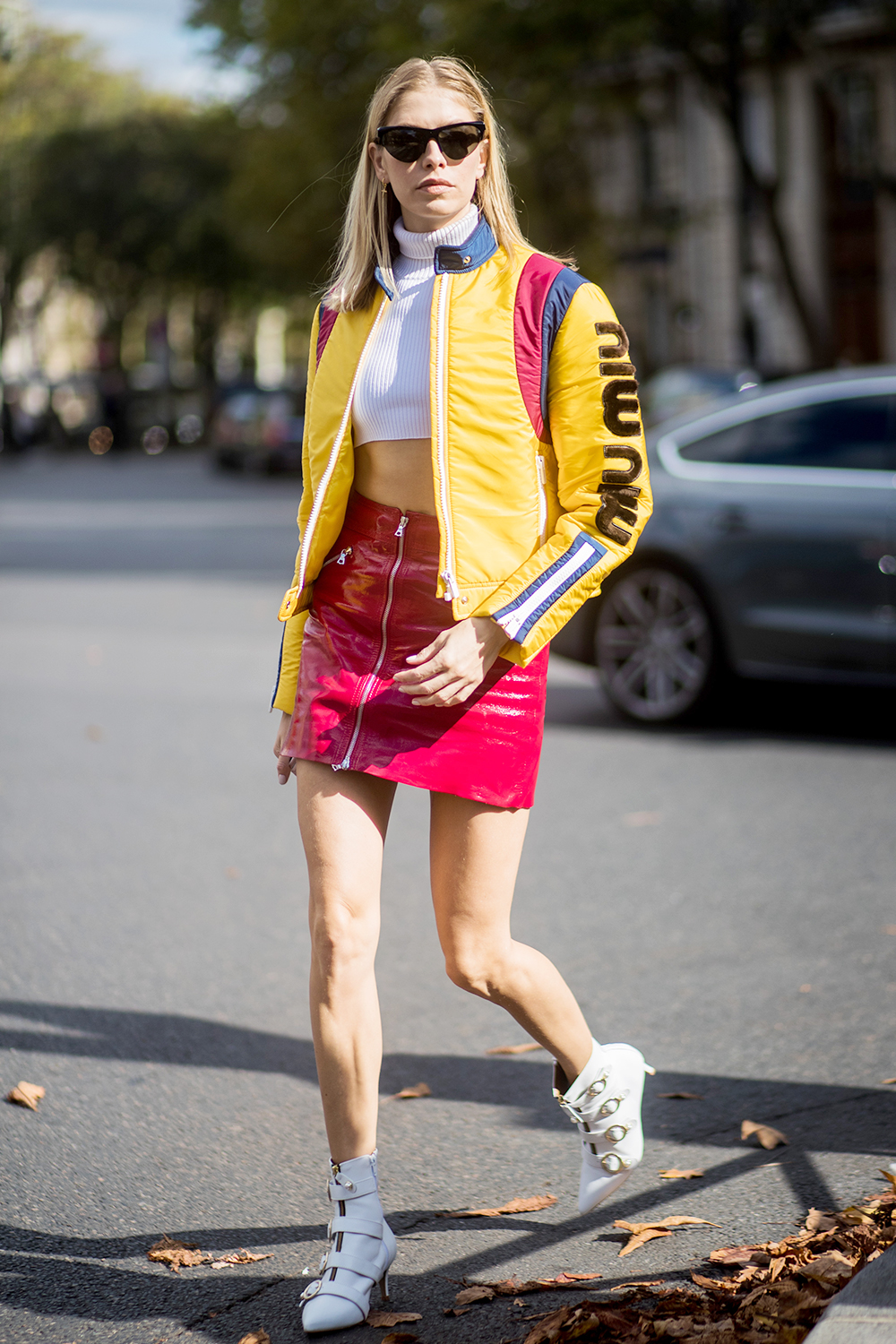 red and yellow street style outfit