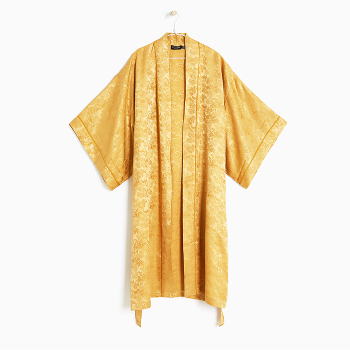 zara yellow embroidered kimono