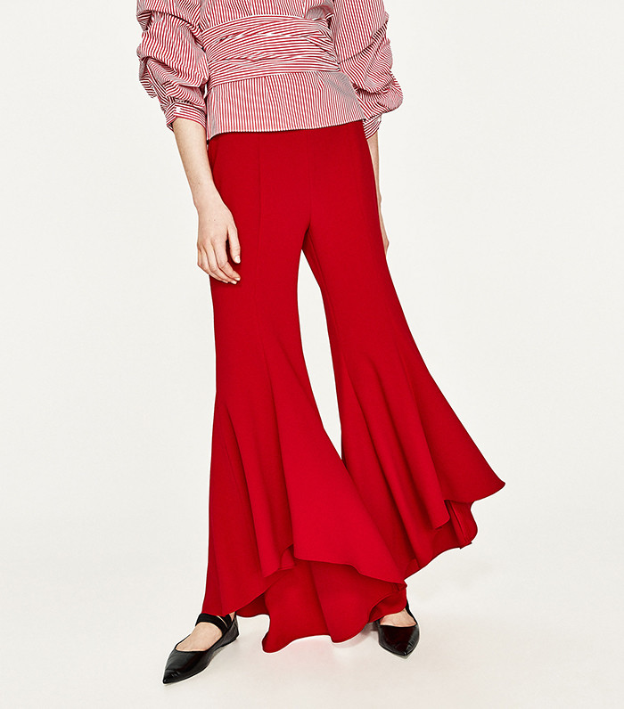 Zara Asymmetrical Flare Trousers
