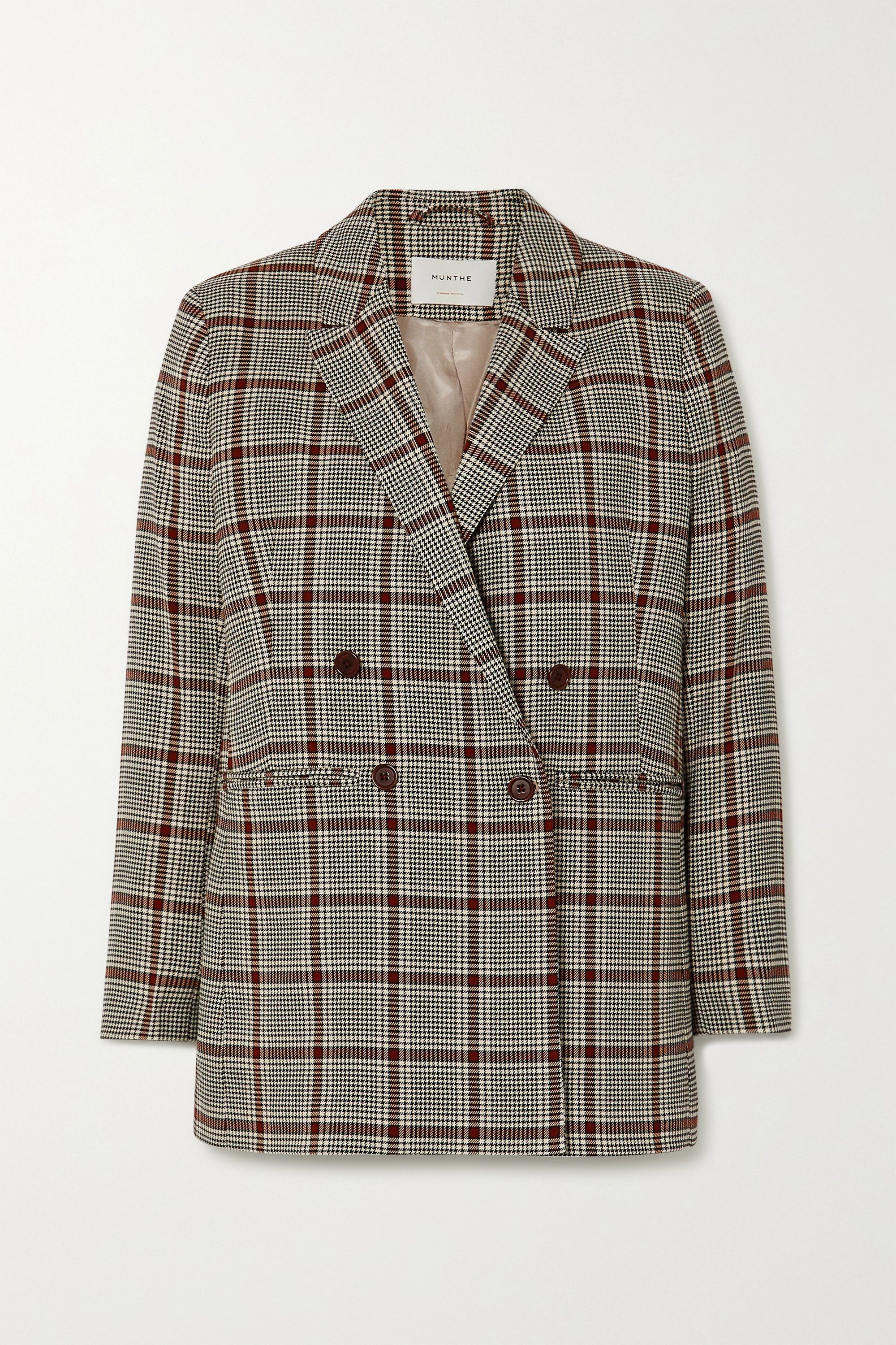 Munthe Lyle Double-Breasted Checked Woven Blazer