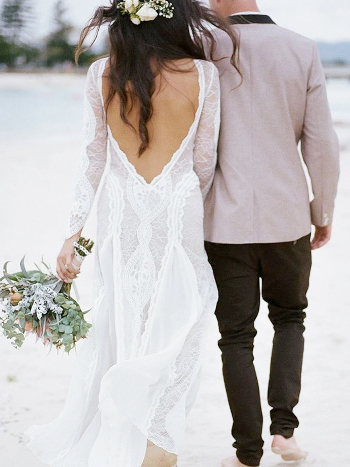 wedding dress in beach