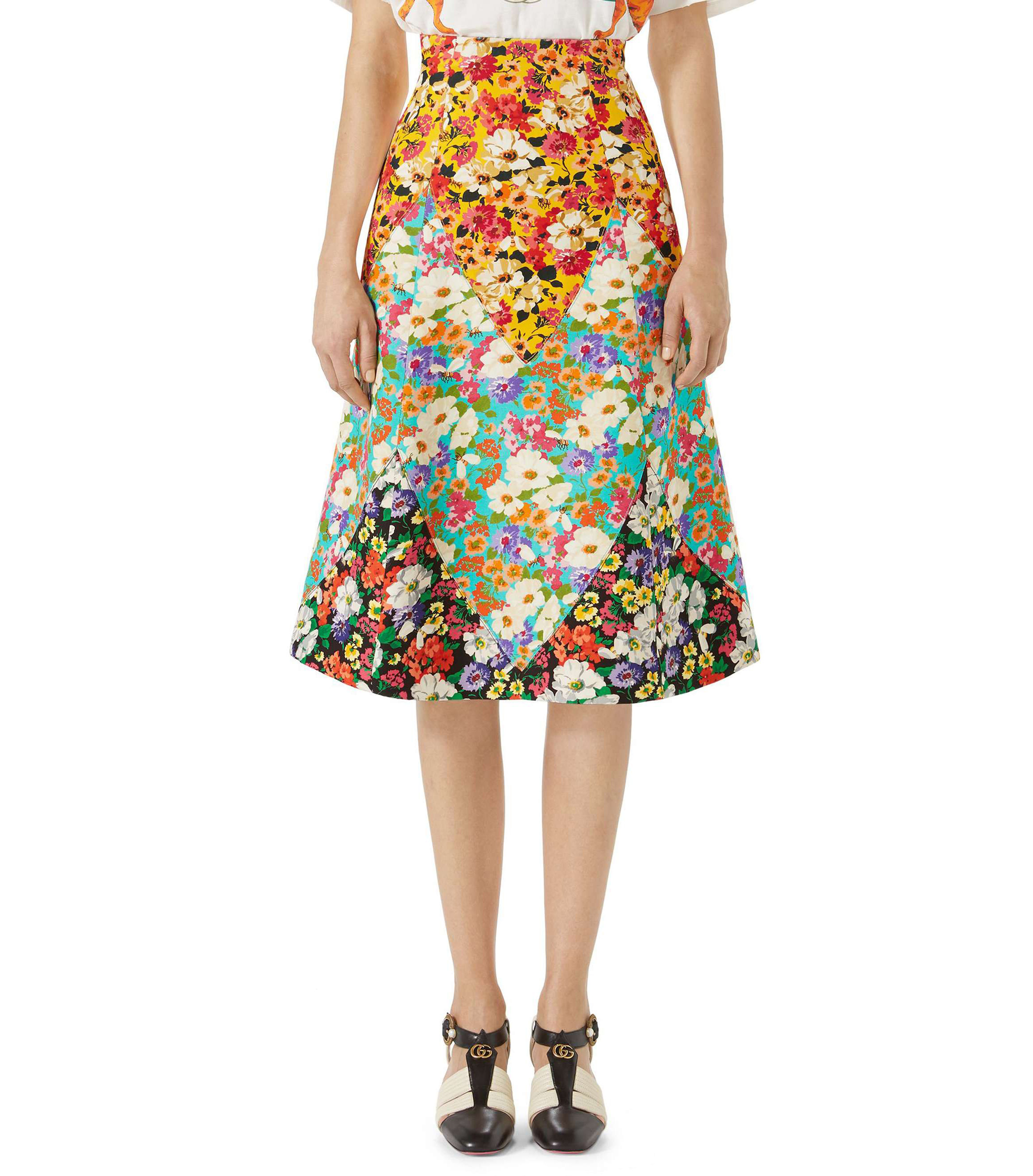 Floral Print Cady A-Line Skirt