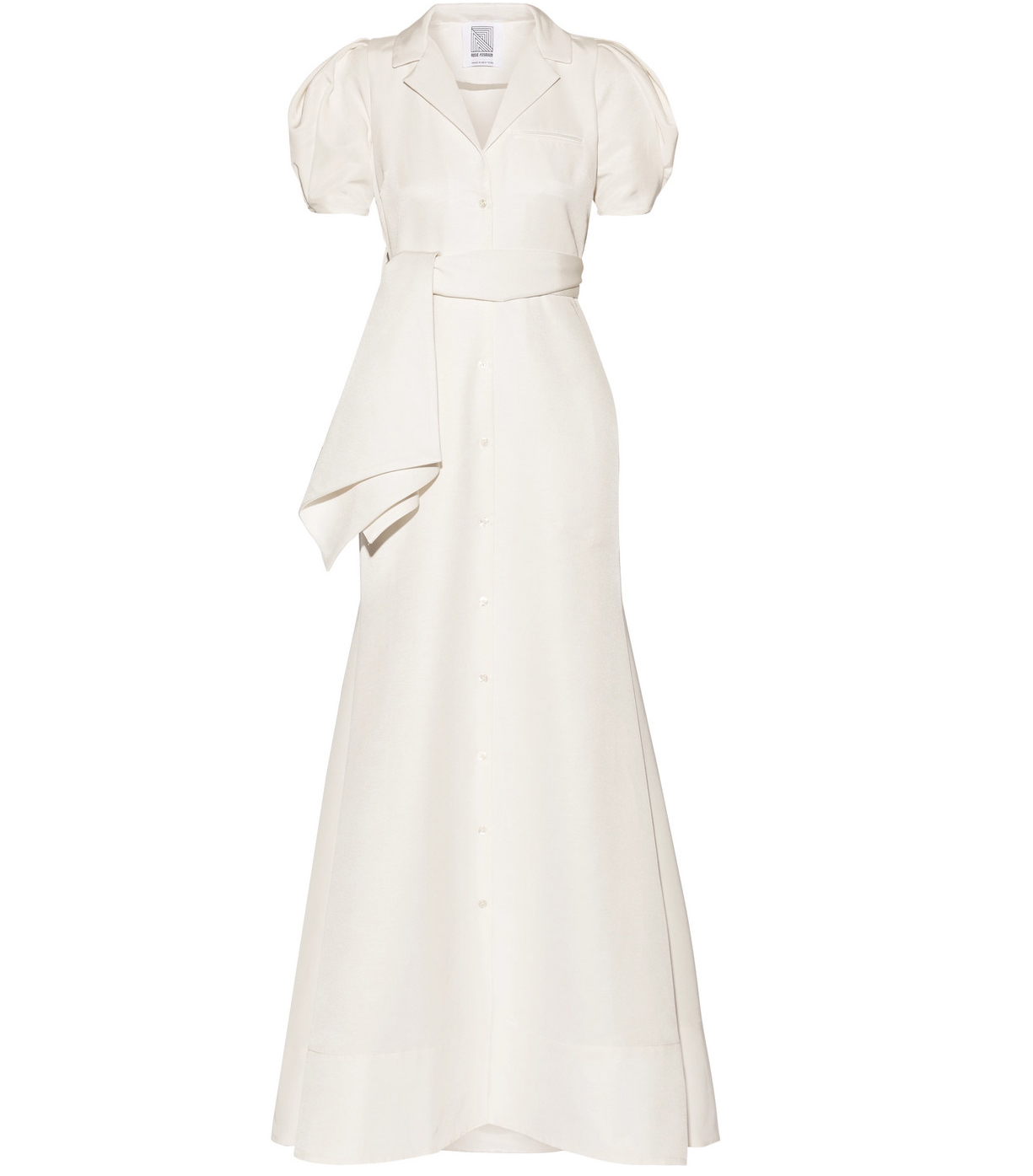 Belted Cotton-Blend Faille Gown