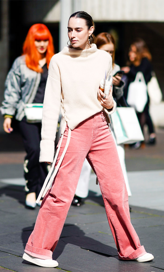 Pink Corduroy Trousers Are Taking Over 
