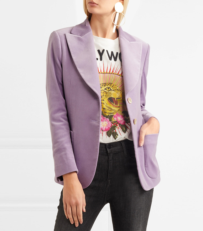 lilac blazer outfit