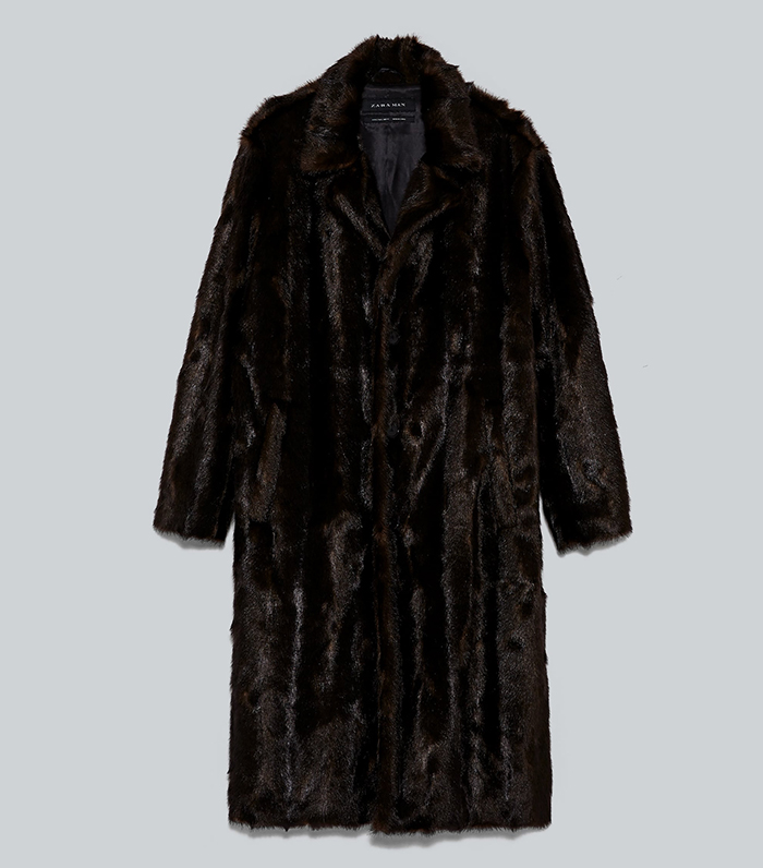 zara men's faux fur coat