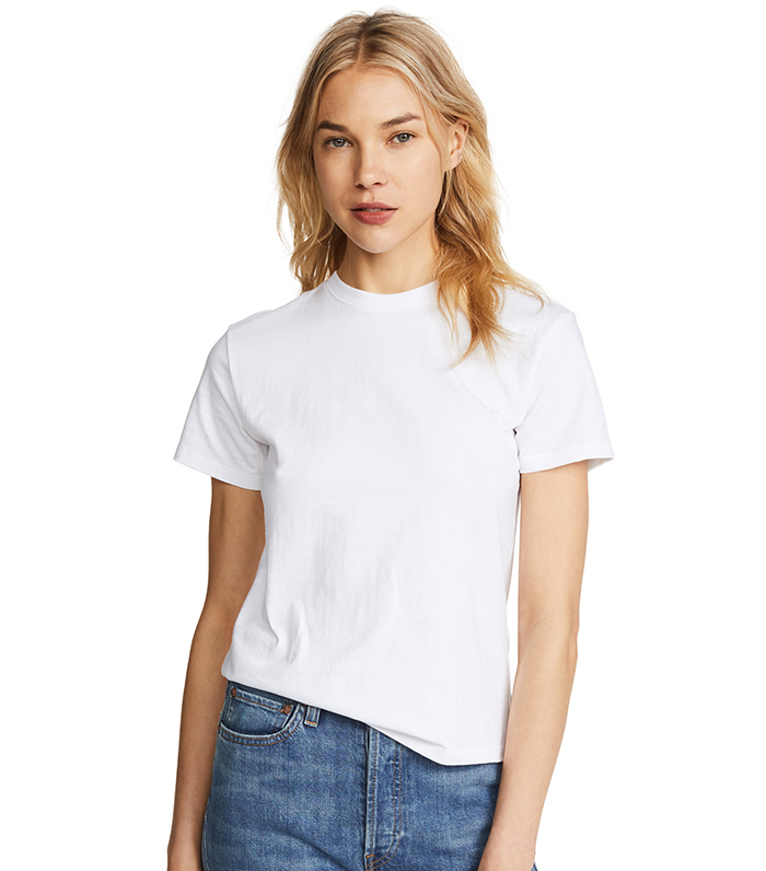 White T Shirt Blouse with Front and Back Wide Band 