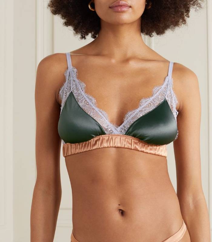 Love Stories Love Lace-Trimmed Satin Soft-Cup Triangle Bra