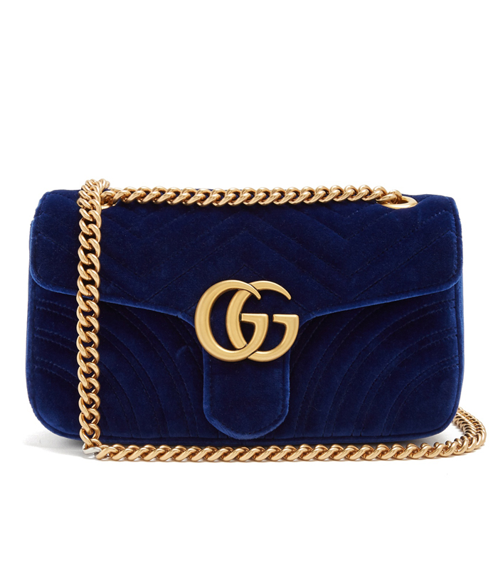 gucci blue velvet purse
