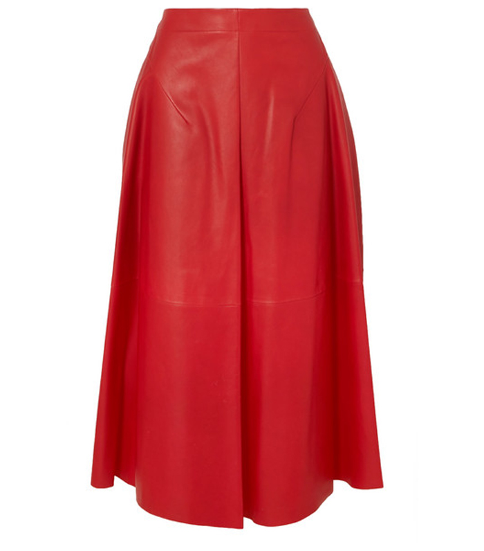 zara red leather skirt