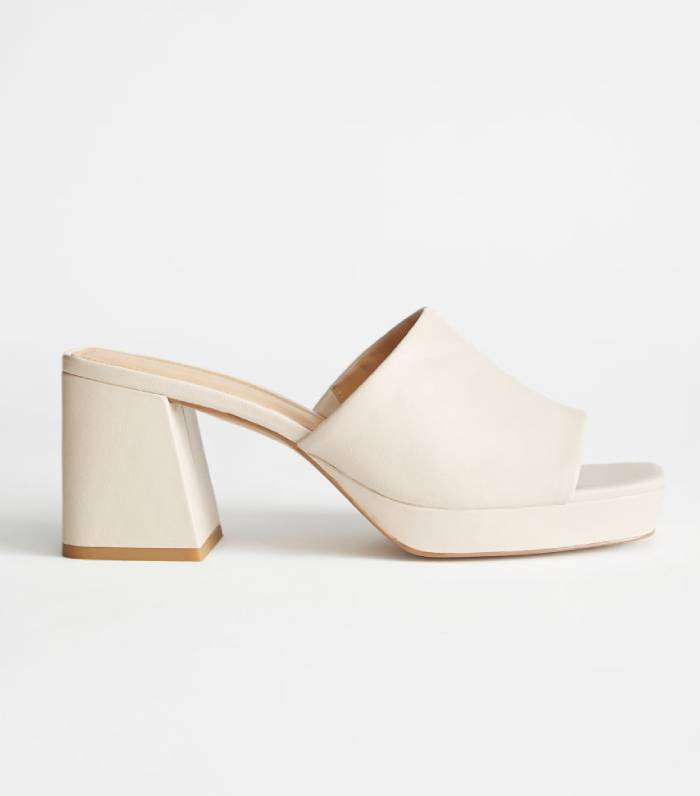 & Other Stories Leather Heeled Platform Mules