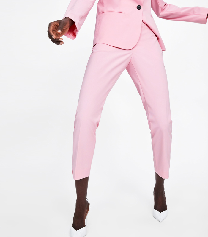zara pink suit trousers