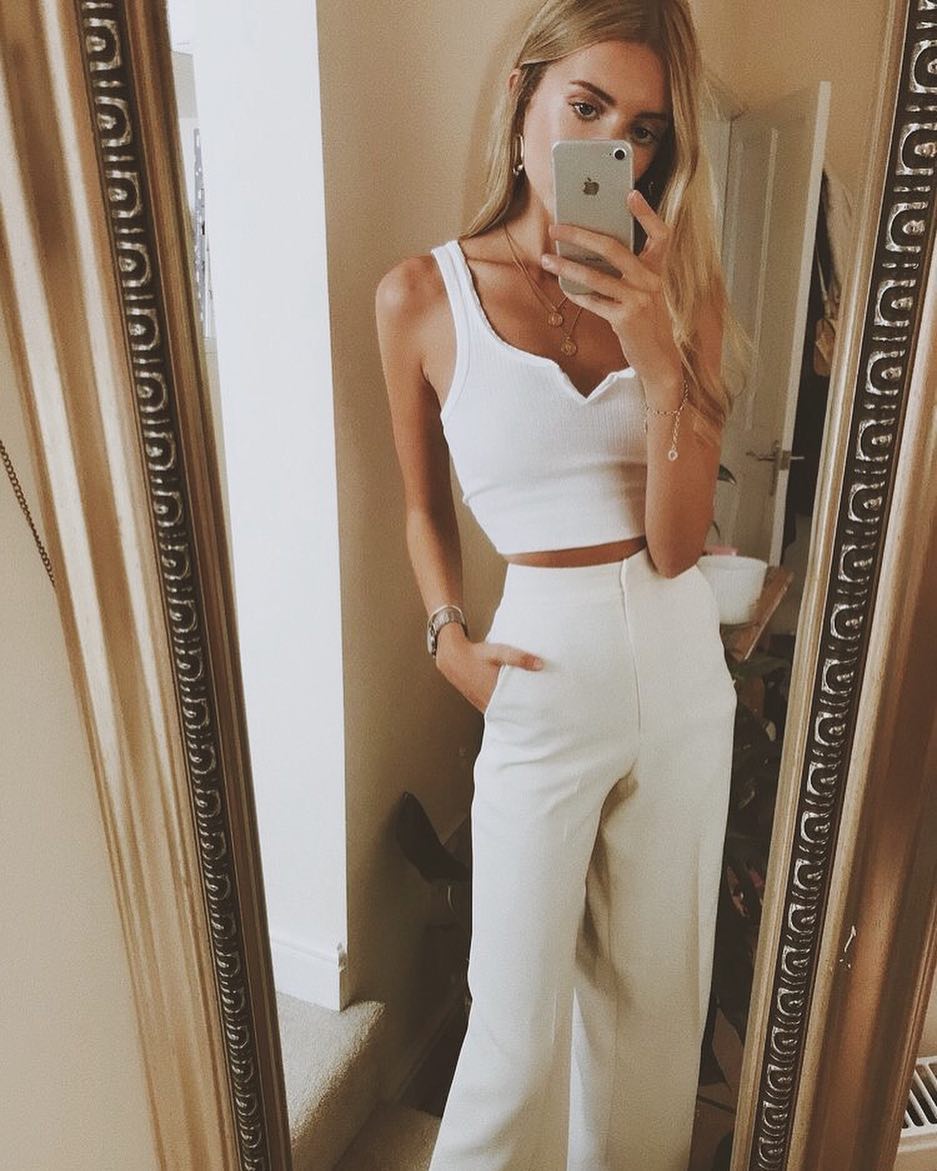 trousers and crop top outfit