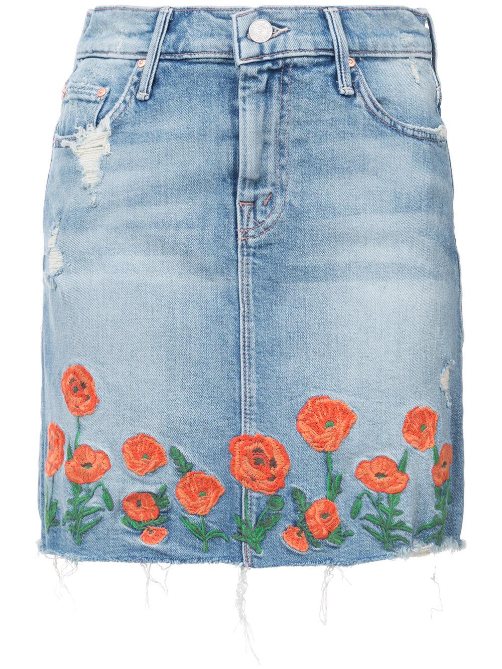 embroidered jean skirt
