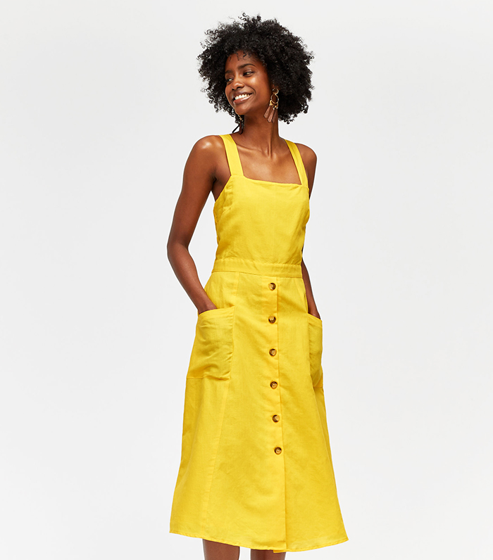 warehouse black and yellow dress