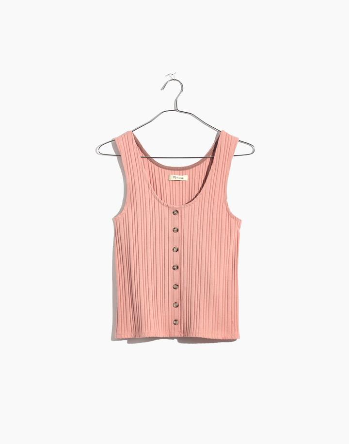 Ribbed Button-Front Tank Top