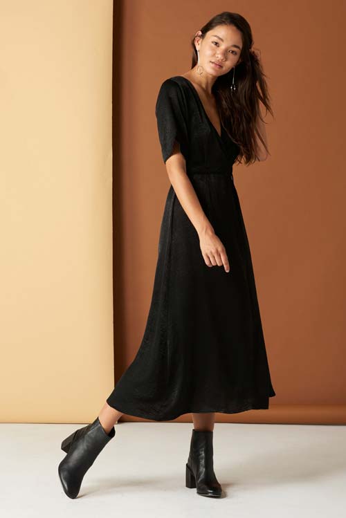 Black Wrap Dress With Boots Hot Sale ...