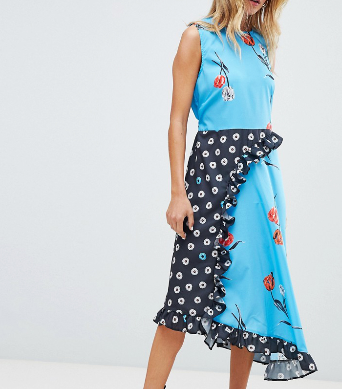 ASOS Sleeveless Midi Dress in Mix-and-Match Floral Print