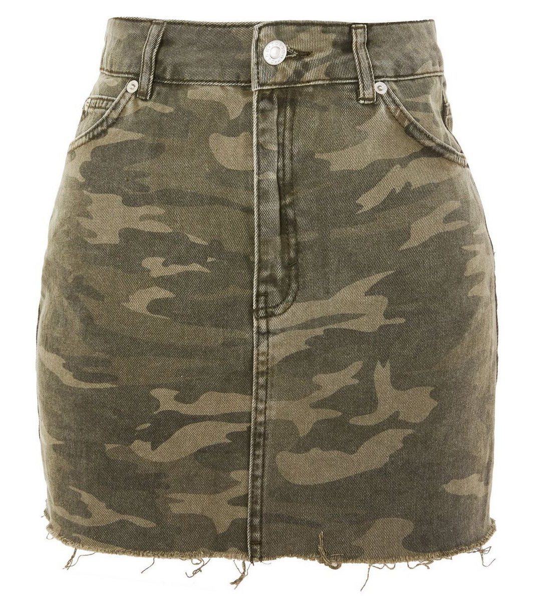 army print denim skirt