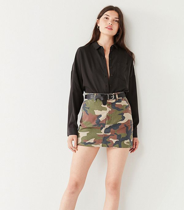 camouflage jean skirt