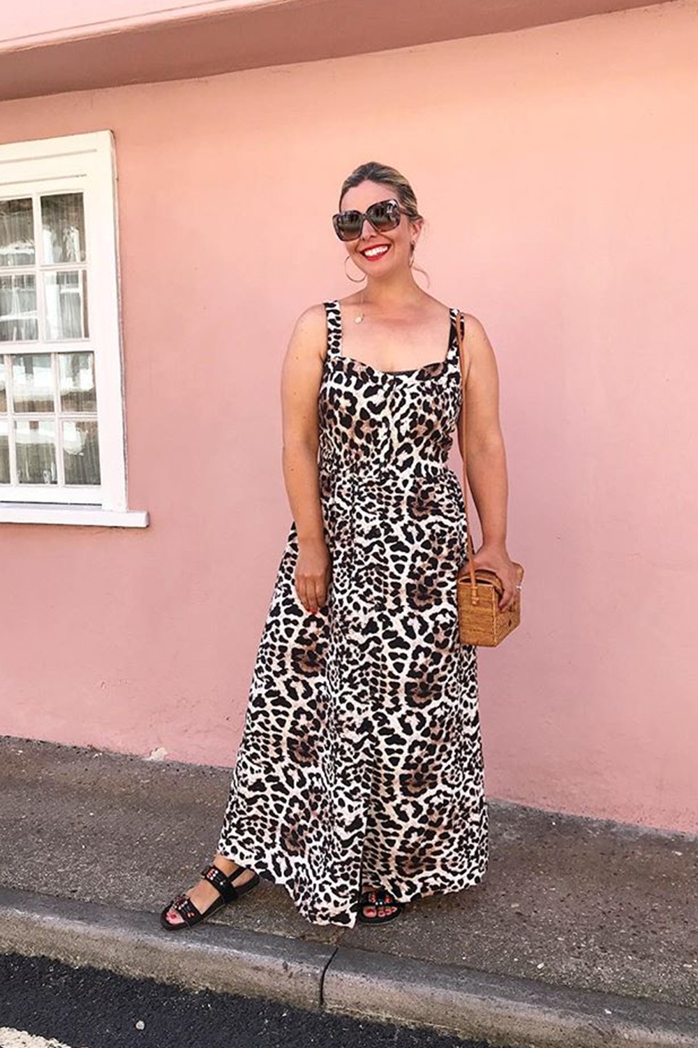 ASOS leopard print dress: Erica Davies wearing asos dress