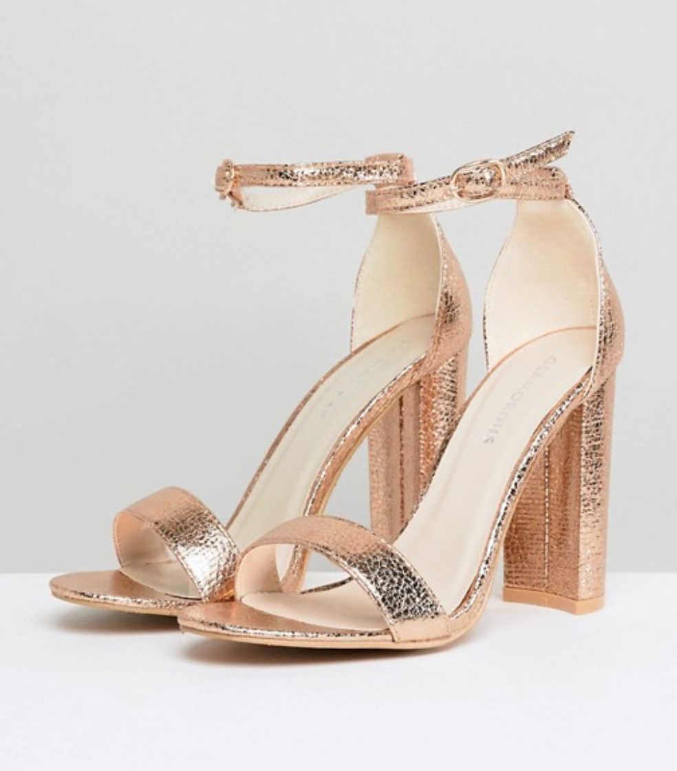 White and gold wedding shoes