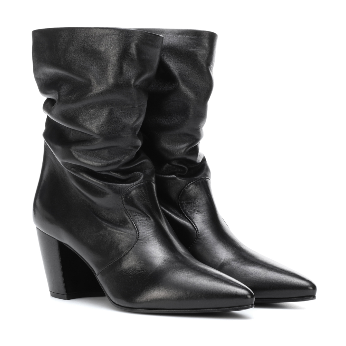 black leather scrunch boots
