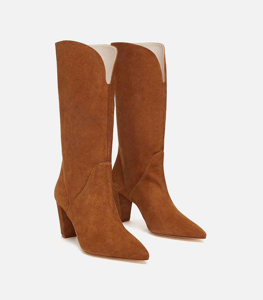 Zara high heeled leather boots