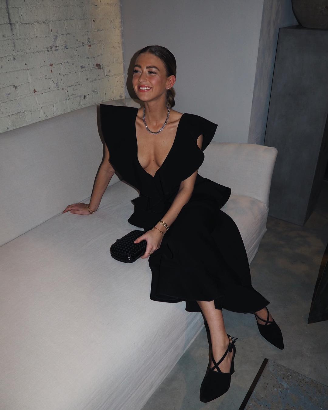 black dress and shoes