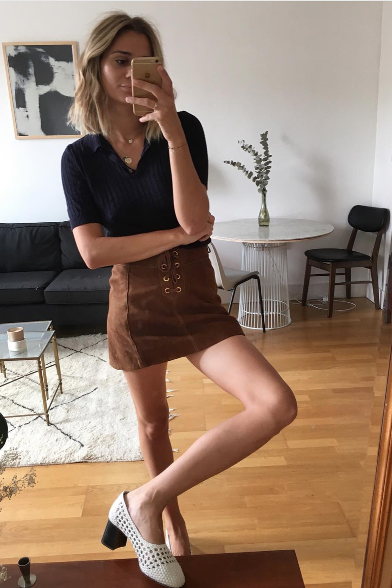 corduroy skirt fall outfit