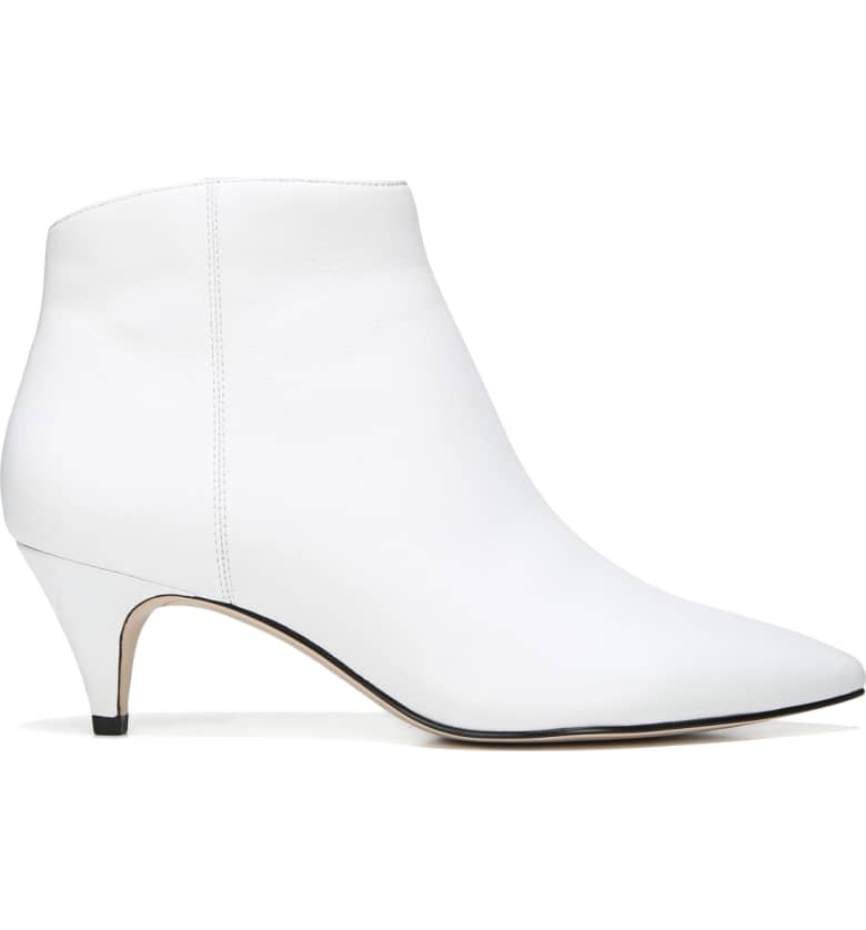 white heel booties