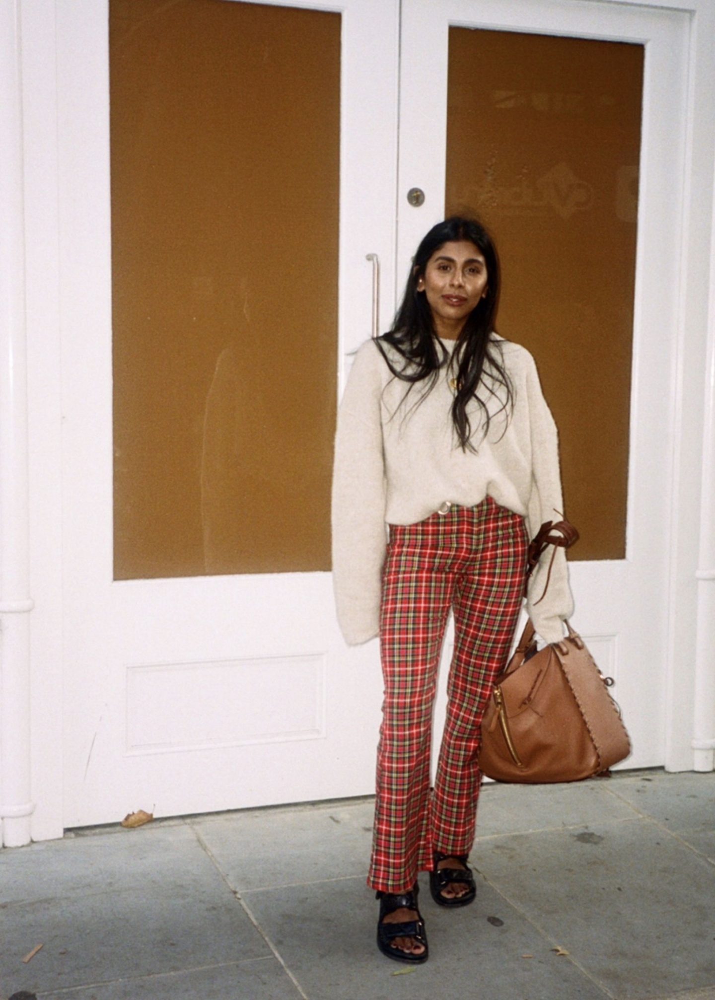 london autumn capsule wardrobe: tartan prints can be clashed from head to toe