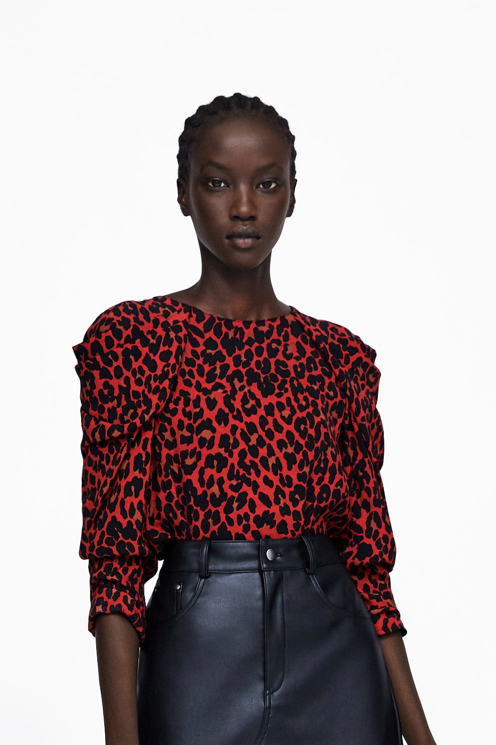 zara red leopard print skirt