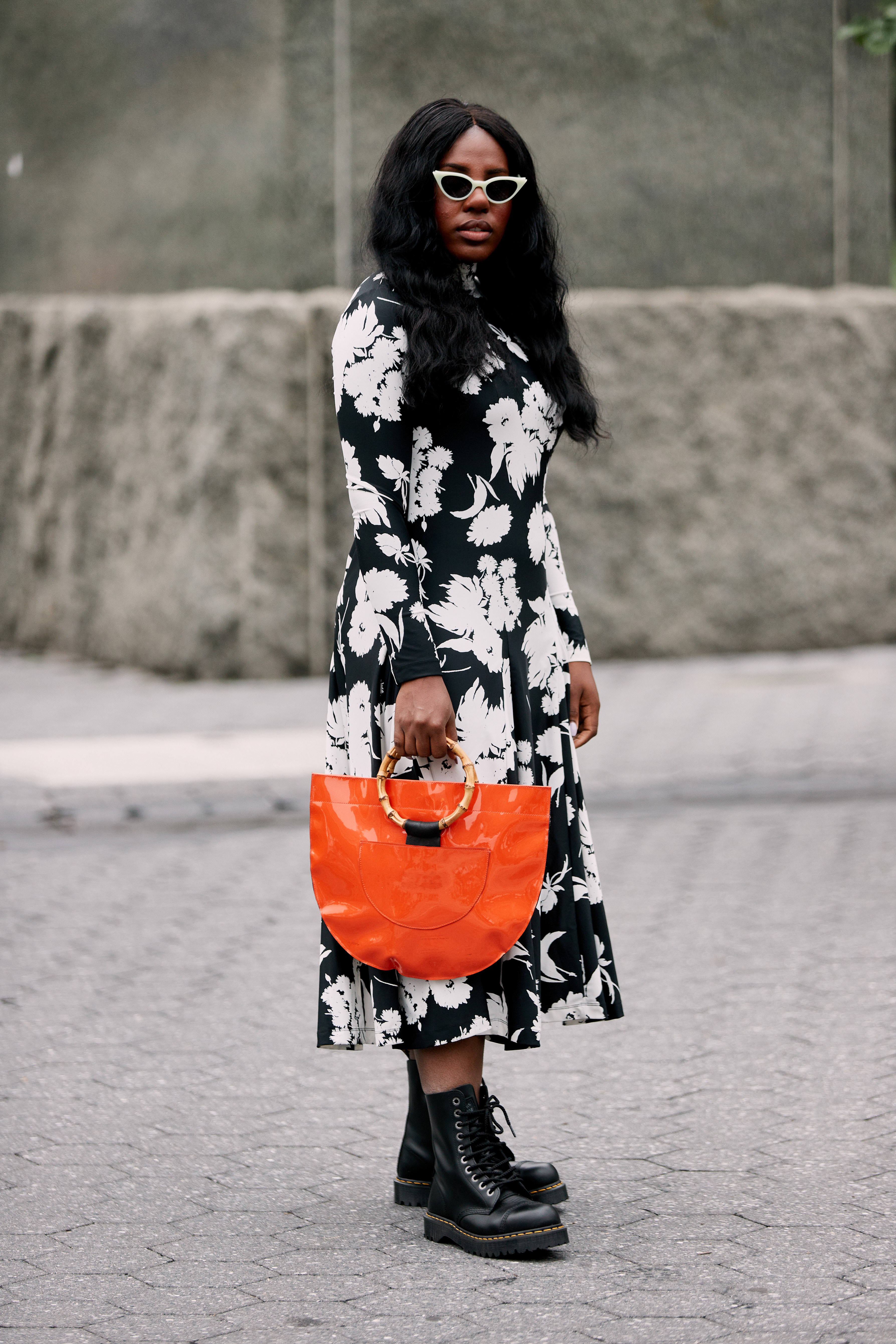 floral dress with combat boots