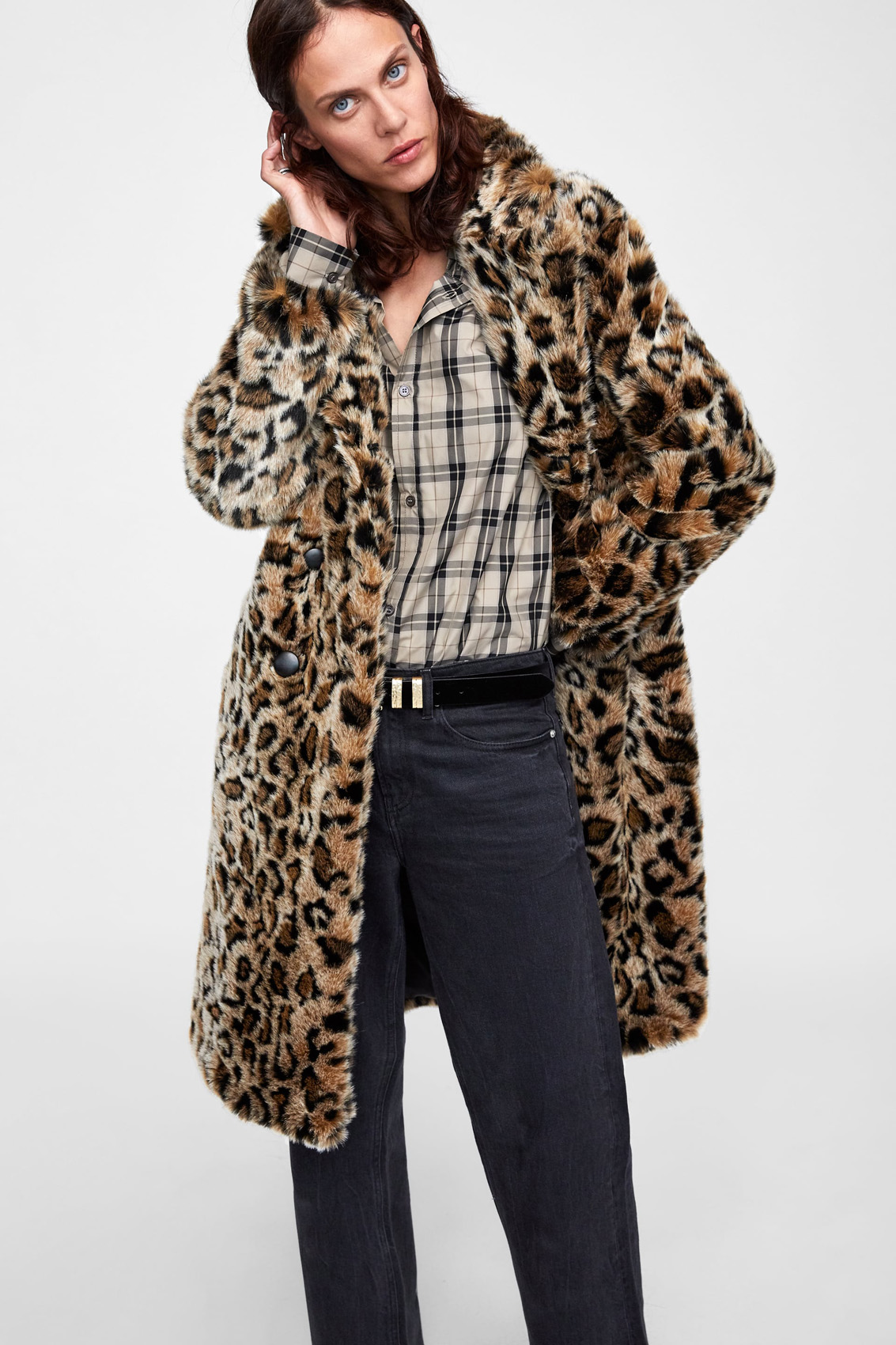 leopard faux fur coat zara