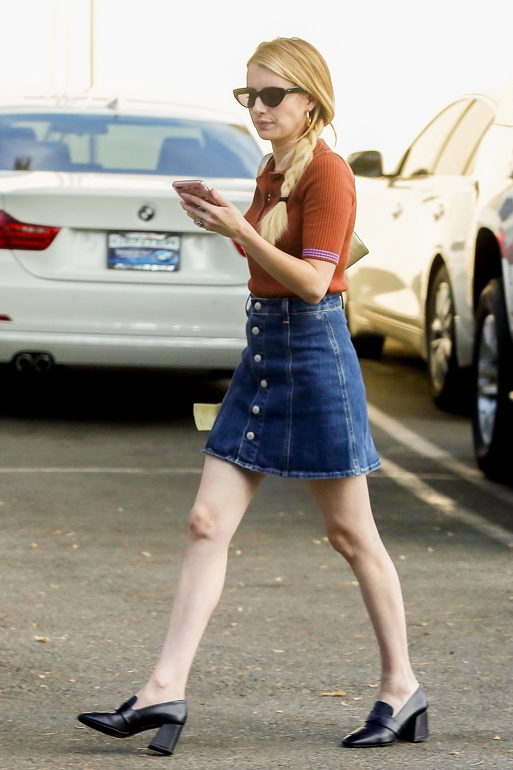 Emma Roberts loafers outfit