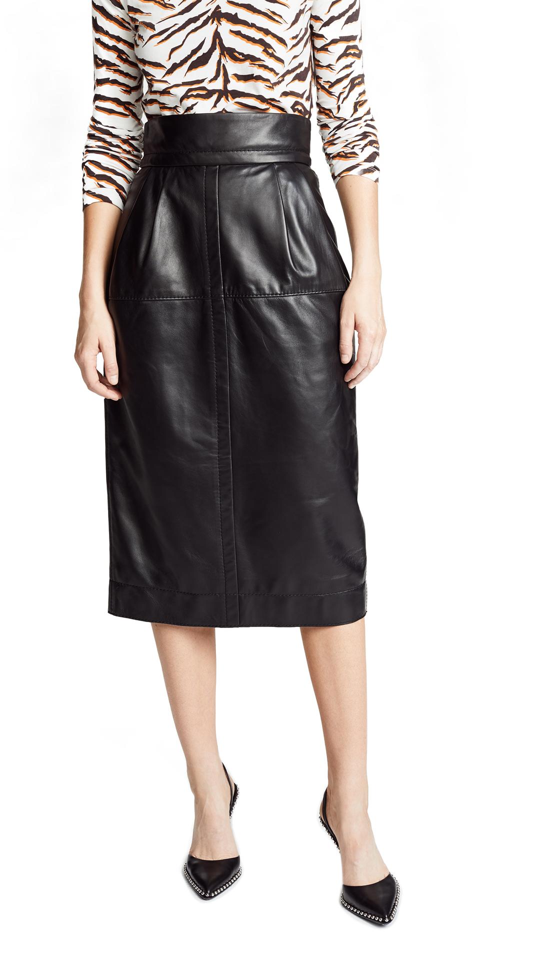 tailored skirt Black vintage leather skirt leather midi skirt