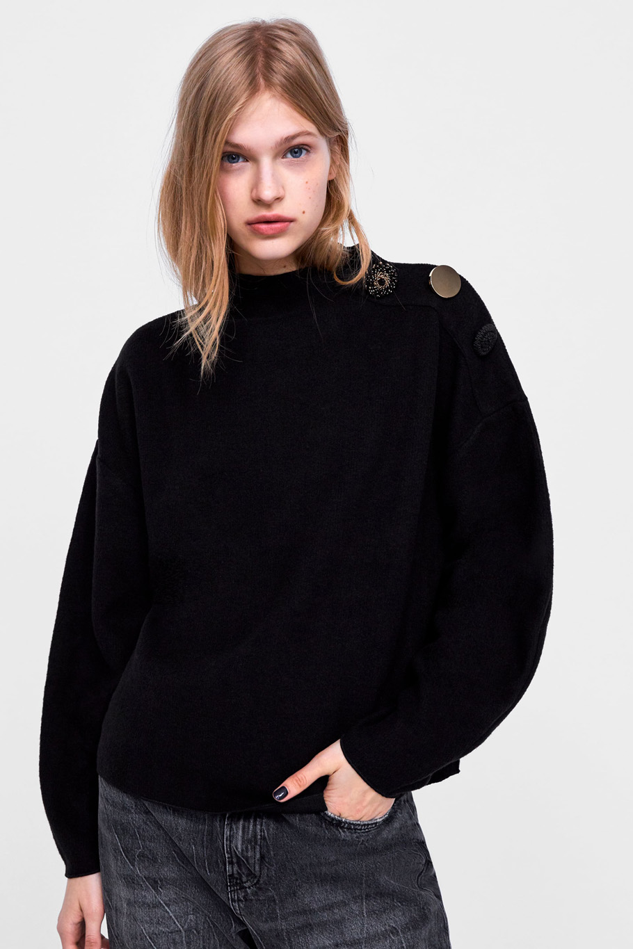 zara black knit jumper