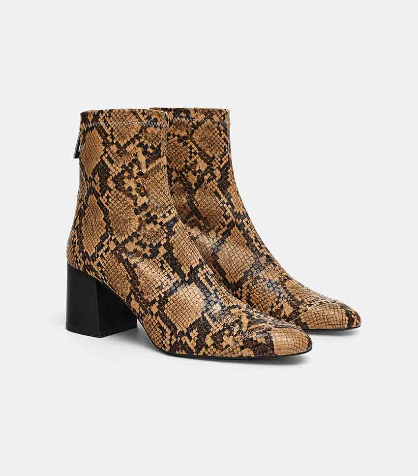 zara heeled snakeskin boots