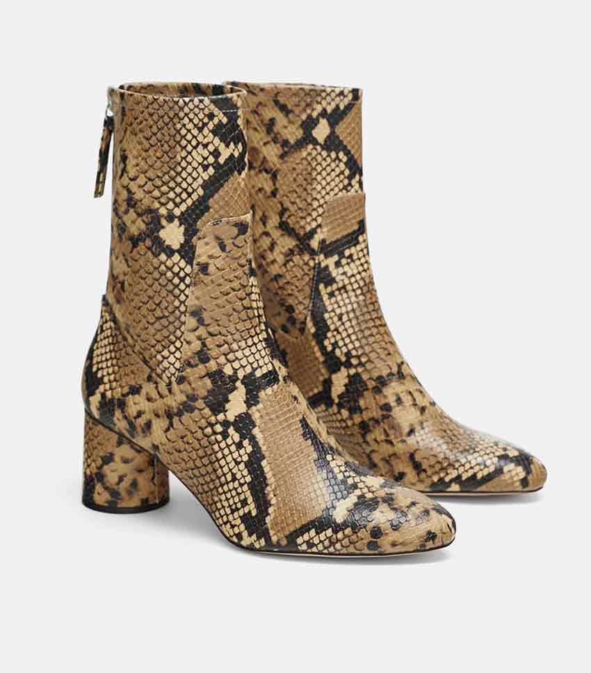 zara snake print ankle boots