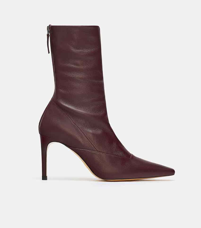 zara leather ankle boots with jewel details