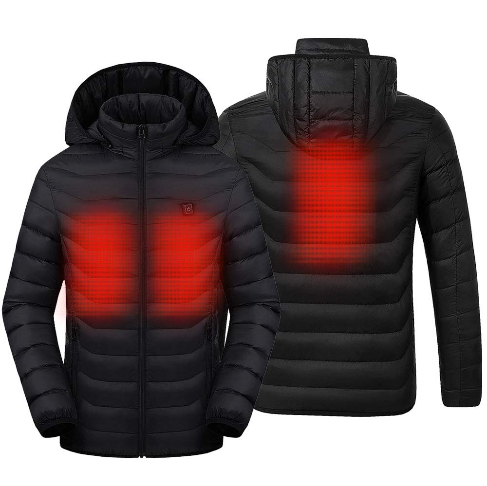 AYNEFY Men Heating Jacket USB Far Infrared Electric Heated Coat Winter Warm Jacket with Adjustable Temperature 