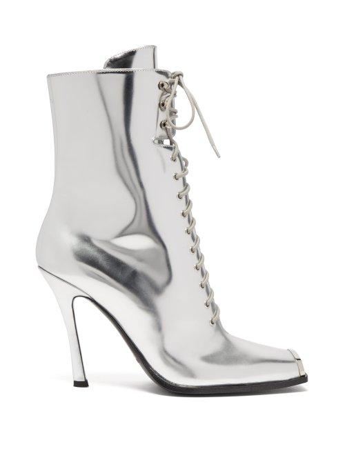shiny silver ankle boots