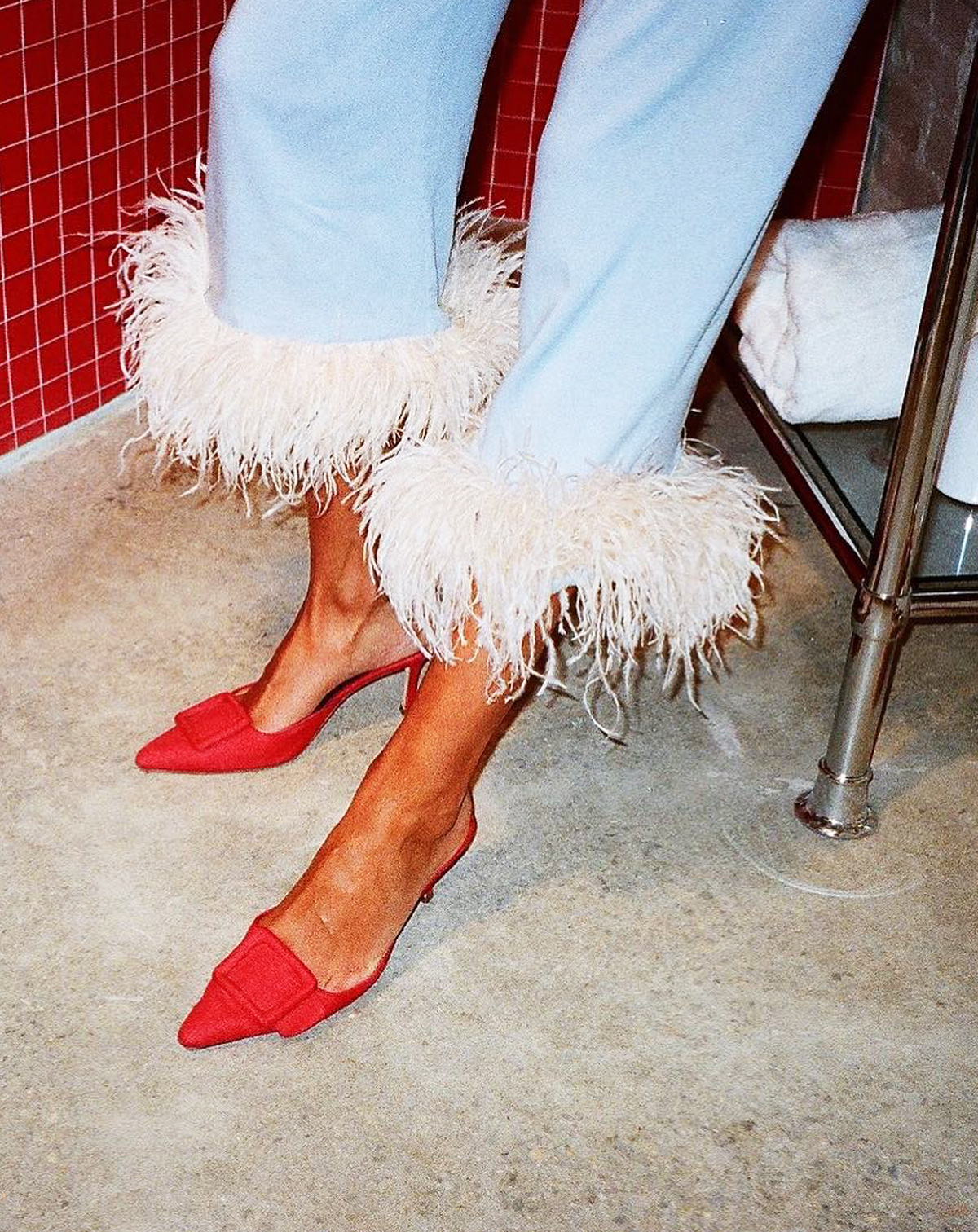 Best Party Trousers: Feathers are the fast-track to glam.