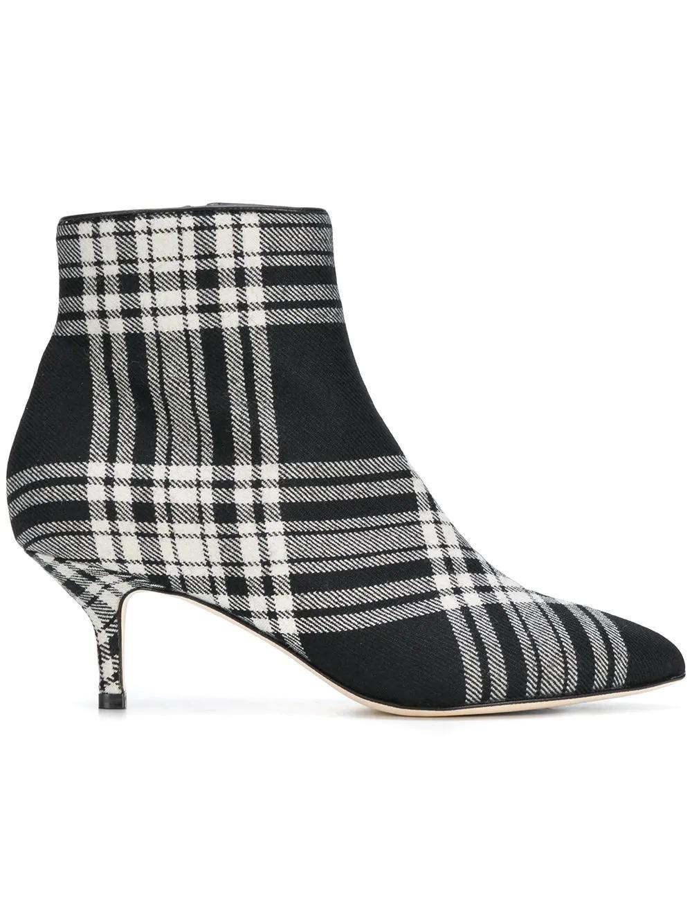 black and white plaid booties