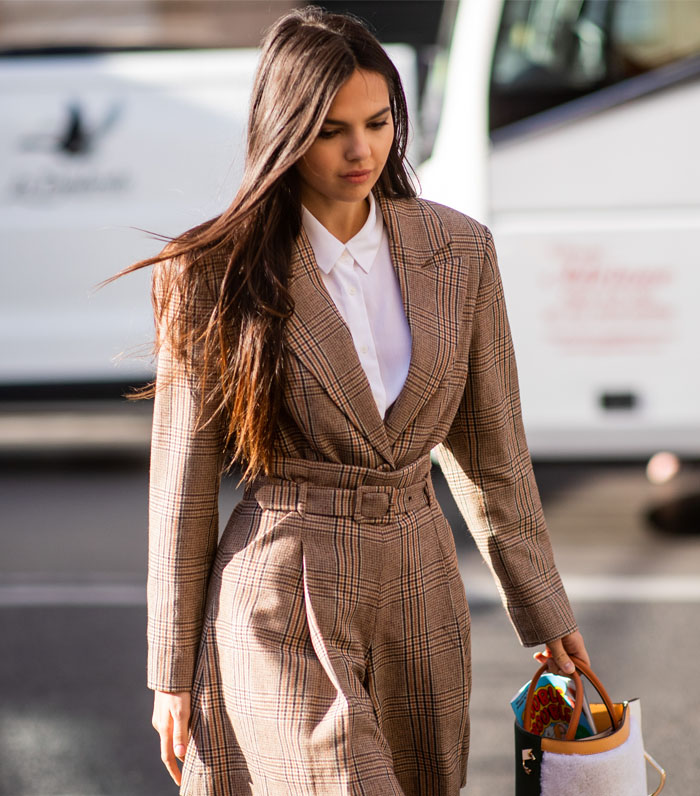 Best Paper Bag Trousers: Doina Wears Check Paper Bag Trousers