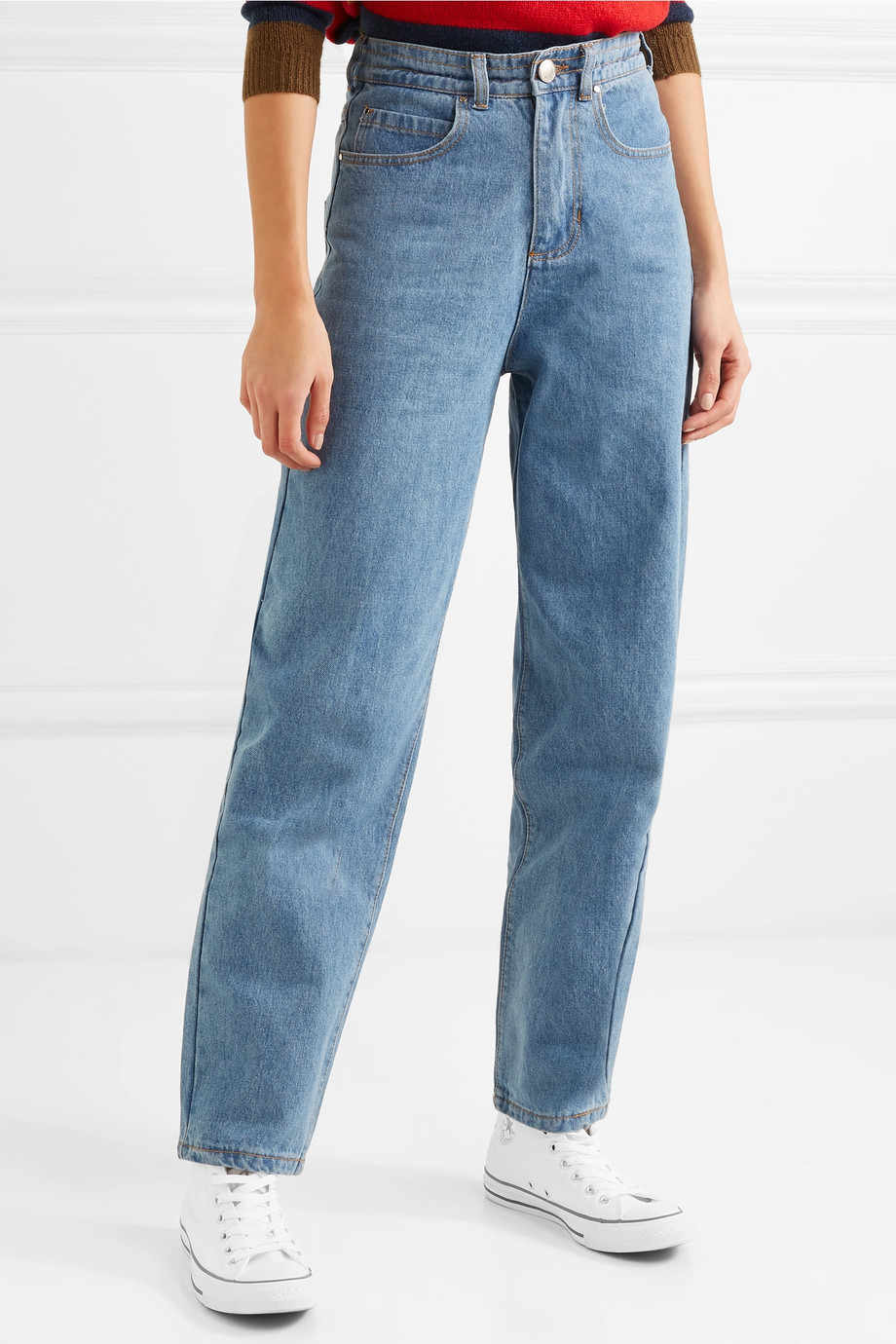 blue jeans with stretch waistband