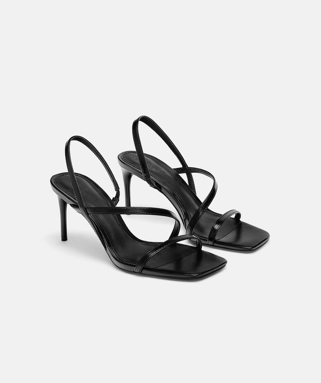 thin black strappy heels