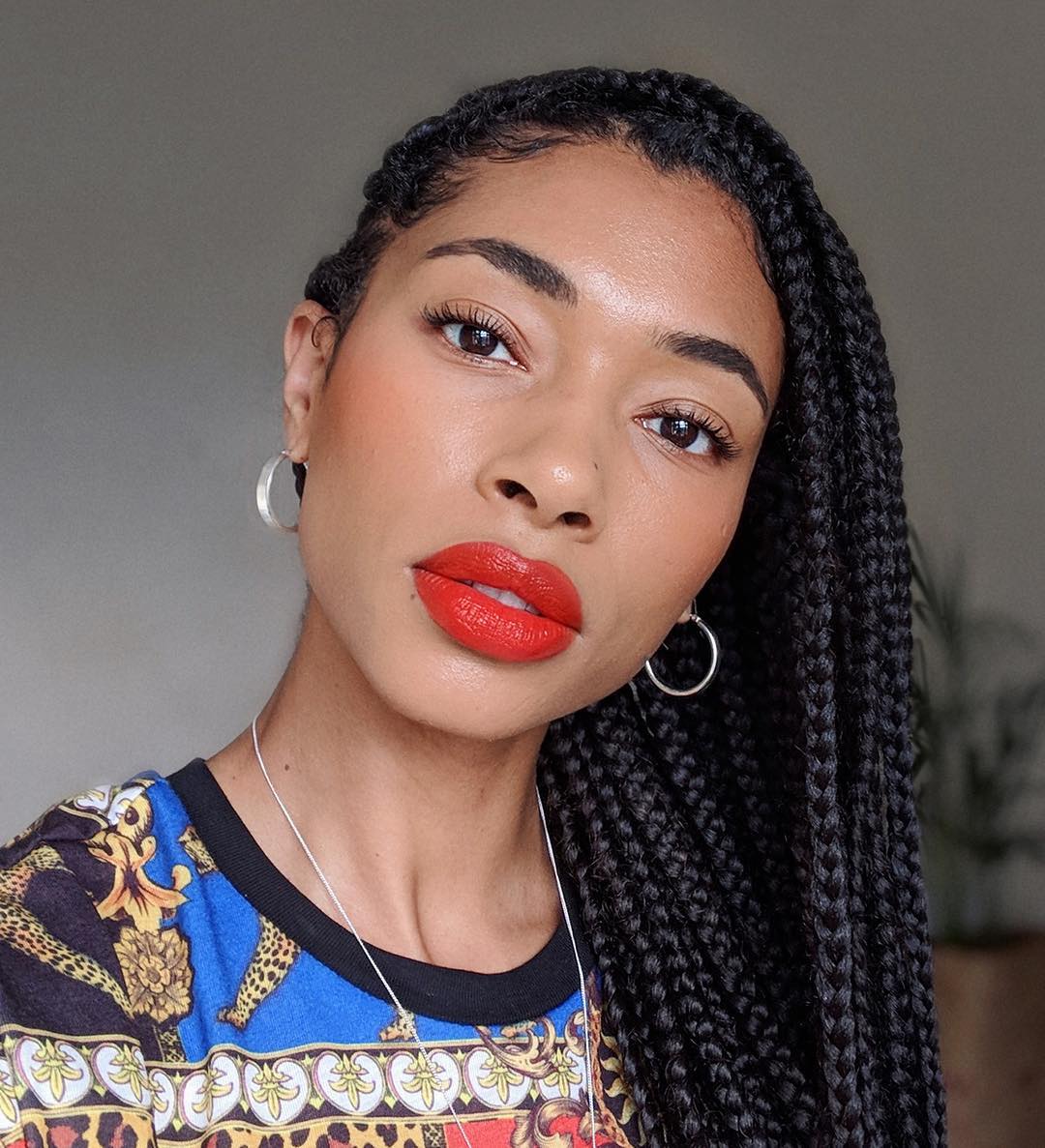 Fashion girls instagram beauty: ASOS Lesley wearing red lip and braids